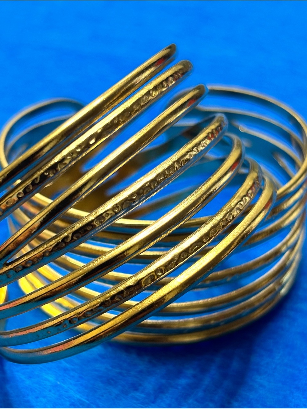 Gold-Tone Stainless Steel Multi-Band Cuff Bracelet - Unbranded